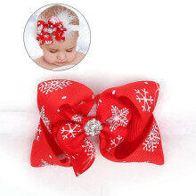 Tiara de Natal com Laço Vermelha para Bebê Menina