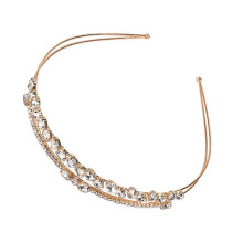 Elegante diadema de diamantes de imitación para mujer, accesorios en dorado, diseño de doble capa, decorativa, 1 pieza