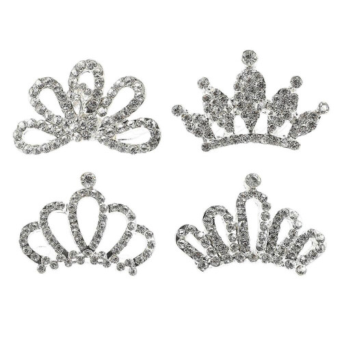 Tiara infantil com 8 peças, strass, pequena coroa, pente e acessório para cabelo.
