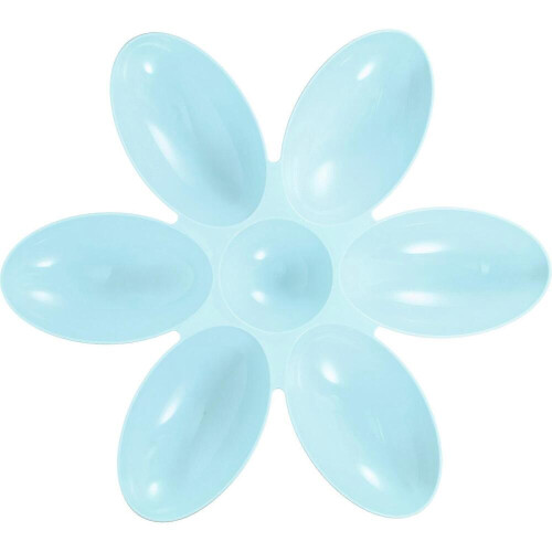 Comedouro para cães em formato de pétala, de plástico, para uso interno, azul. 1