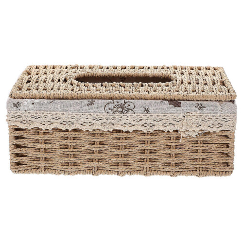 Handwoven Tissue Box Tissue Storage Box Weaving Tabletop Box Desktop Napkin Box