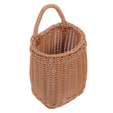 Großer brauner Wandkorb aus synthetischem Rattan zur Aufbewahrung von Küchenutensilien und als dekorativer Blumentopfhalter für Haus und Garten