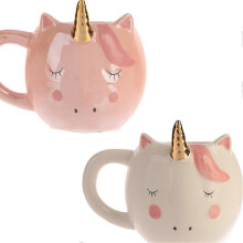 Porzellanbecher, Keramik-Kaffeebecher, niedliches Einhorn-Motiv, Wasserbehälter, täglicher Gebrauch, Zuhause, Büro, Hotel, Weiß, 1 Set