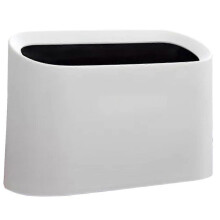 Kleine prullenbak voor thuis, bureau, nachtkastje, keuken, bank, 21,7 x 8,8 x 14,5 cm, wit, schuin, grote opening, geschikt voor afval (2 stuks).