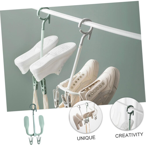 Rotating Hook Shoe Drying Rack Clips, NonSlip, Windproof, Bathroom and Kitchen Storage Organization 2