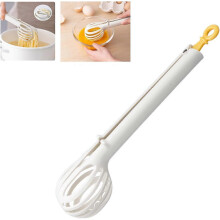(White) Multifunctional Egg Beater, 2 in 1 Food Clip & Egg Whisk Multifunctional Kitchen Tool, Manual Mini Hand Egg Whisk (White)