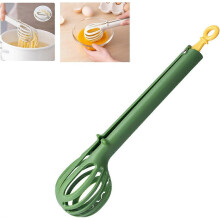 (Green) Multifunctional Egg Beater, 2 in 1 Food Clip & Egg Whisk Multifunctional Kitchen Tool, Manual Mini Hand Egg Whisk (White)