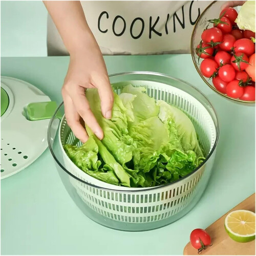 Salad Spinner Vegetable Fruit Dehydrator 2 in 1 Quick Water Drain Basket for Kitchen Use 2