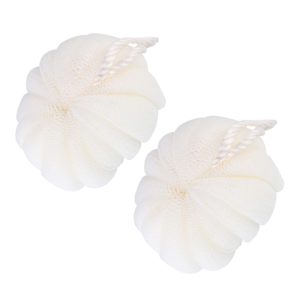 Shower Loofah Sponge Balls 2pcs with Hanging Rope for Gentle Exfoliation and Rich Foam