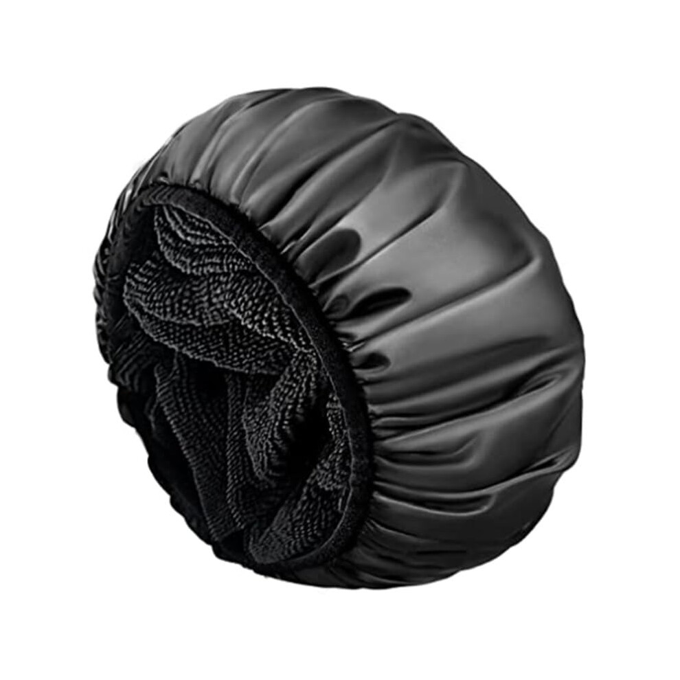 Oversized Waterproof Shower Cap for Long Hair with Triple Layer Satin and Microfiber Frizz Control