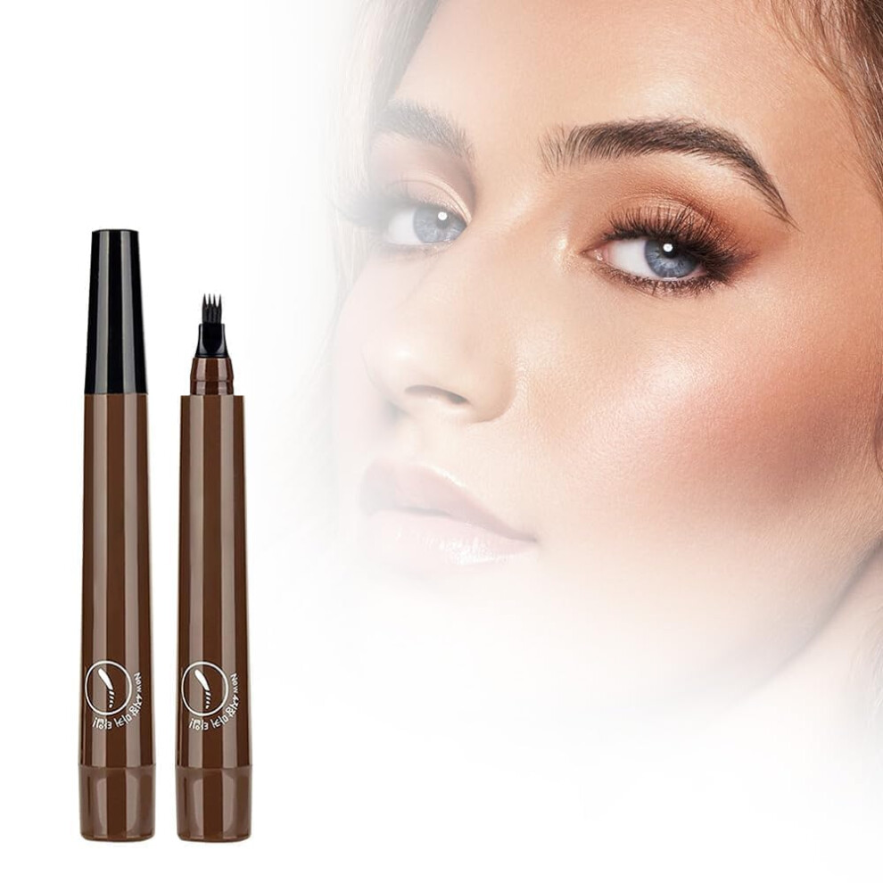 Brown Waterproof Eyebrow Pen Dark 4Tip Precision Microblading Brow Pencil Long Lasting Smudgeproof