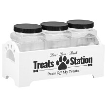 Dog Container with Airtight Freshness Seal, 3Piece White Pet Food Organizer for Kitchen