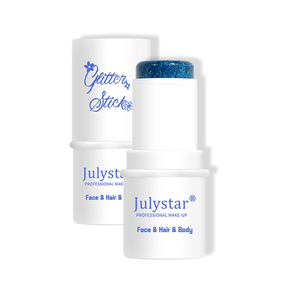 Blue Body Glitter Stick Holographic Waterproof Longlasting For Face Body Hair Festivals