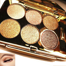 Glitter Eyeshadow Palette 6 Colors Shimmer Waterproof Long Lasting with Brush and Mirror