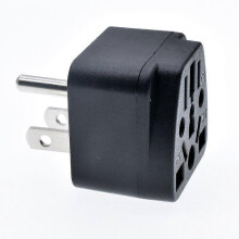 2-Pack US Travel Plug Adapter EU/UK/Australia/Japan/Asia/Italy/Swiss to US Outlet - Round to Flat Pin to US Type B US 3-Prong Male Plug