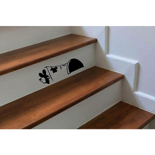 4 PCS Mouse Hole Wall Art Stickers Washed Vinyl Decal Mouse Home Baseboard Fun 2
