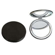 Cosmetic mirror, round folding mirror 7 cm, professional double-sided cosmetic mirror (one side is magnified, the other is normal), PU mask pocket mir