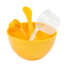 Face Mask Mixing Bowl Set with Spatula and 50ml Spoon, Golden Yellow Facial Applicator Kit for Skincare
