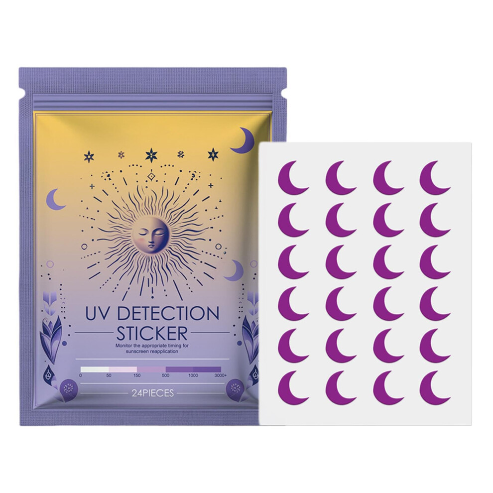 UV Detection Stickers Pack of 24, ColorChanging Sunscreen Reminder for Outdoor Face and Body Use