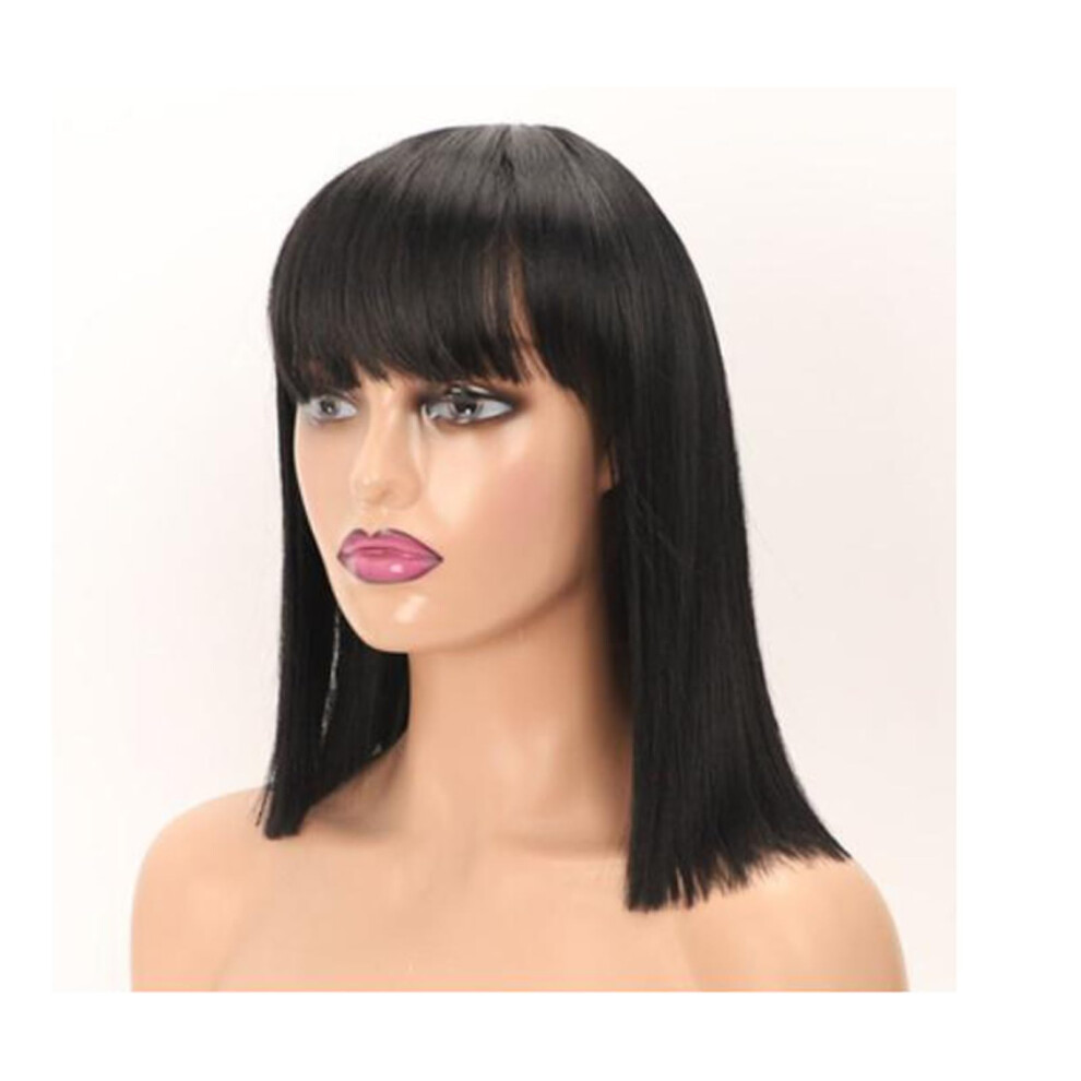 Unisex Black Synthetic Curly Wig 30Cm With Natural Scalp Design Realistic Hairline For Women Daily Party