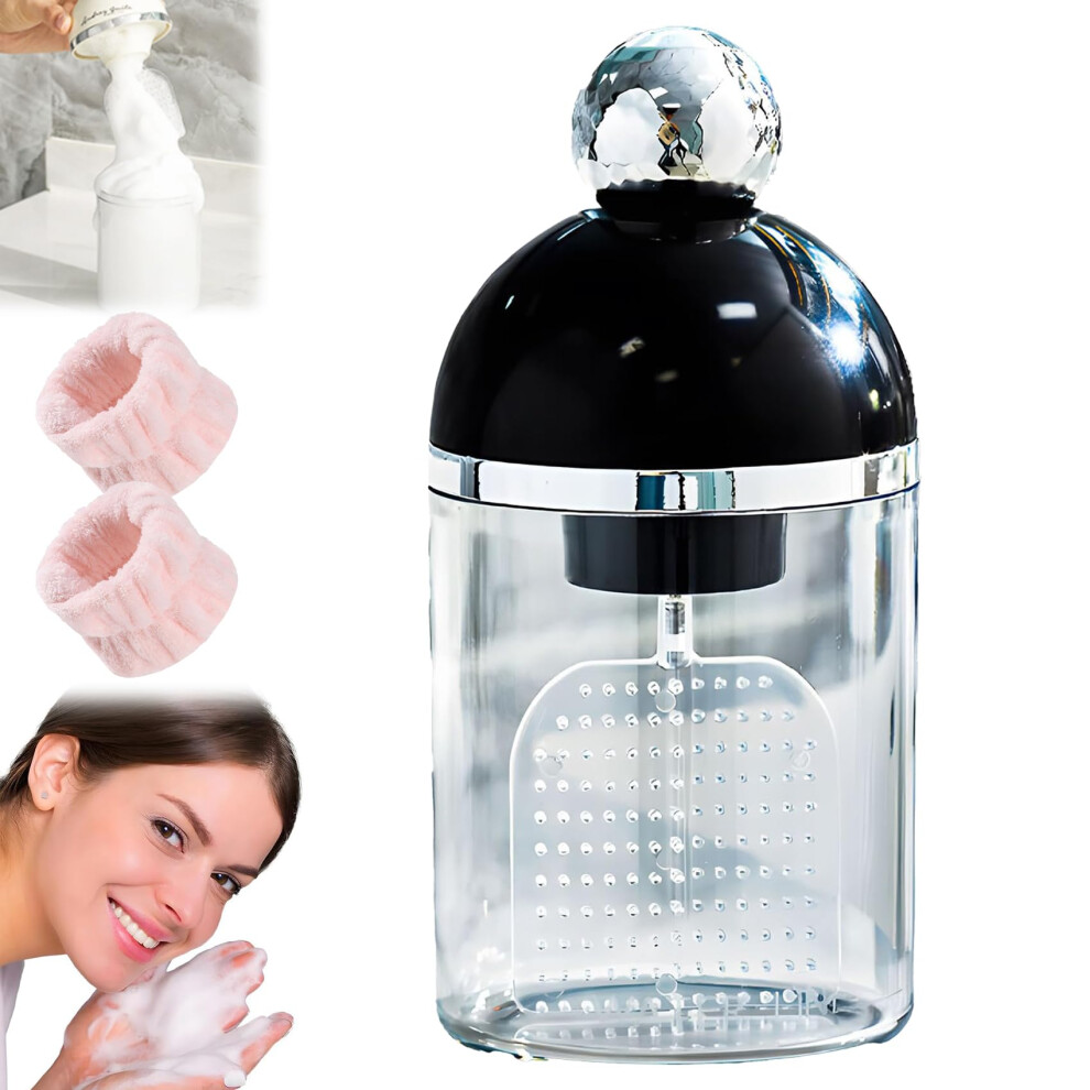 Black Electric Face Wash Foam Maker Rechargeable Fast Foaming Facial Cleanser Device For Home And Travel