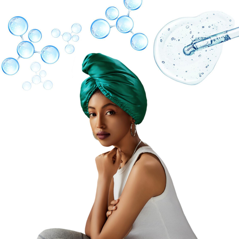 Green Silk Hair Bonnet 100% Mulberry Silk Wrap With Hyaluronic Acid For Frizz Control And Dry Hair