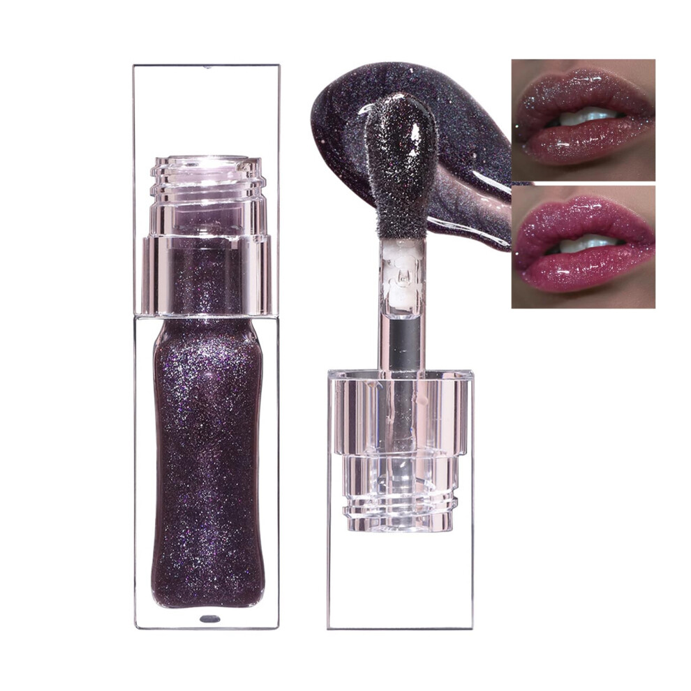 Color Changing Lip Gloss with Temperature Activated 3D Sparkle and Moisturizing Plumping Lip Oil