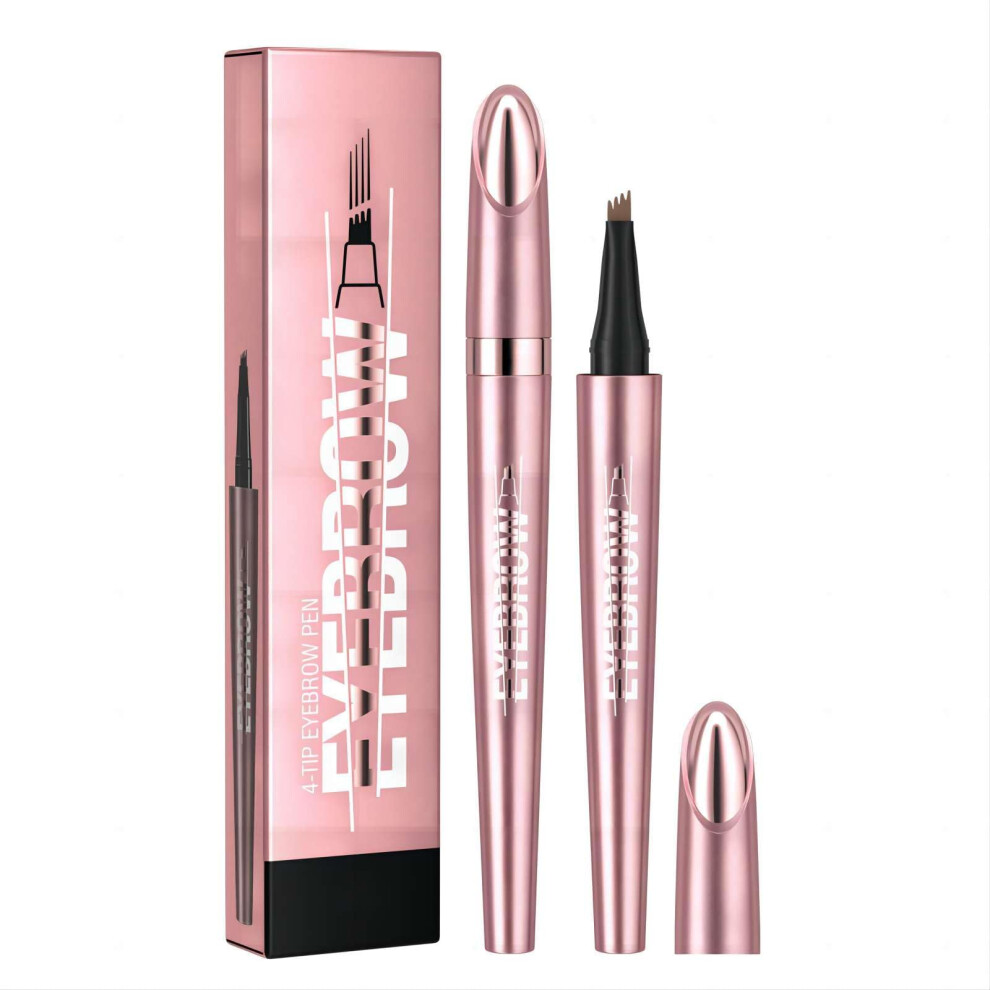 Brown Waterproof Eyebrow Pencil Dark 3 Pack, 24H Wear Micro Fork Pen For Natural Smudge Proof Brows