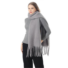 Large colorful plaid scarf warm and windproof oversized scarf tassel soft and gentle autumn and winter thickened scarf women's warm shawl gray