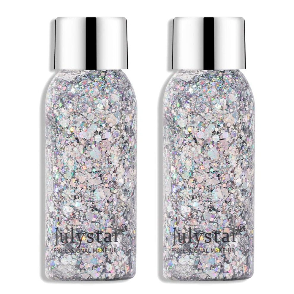 2Pcs Liquid Glitter Eyeshadow Set, Long Lasting Shimmer,  Pigmented Gel for Stage Makeup