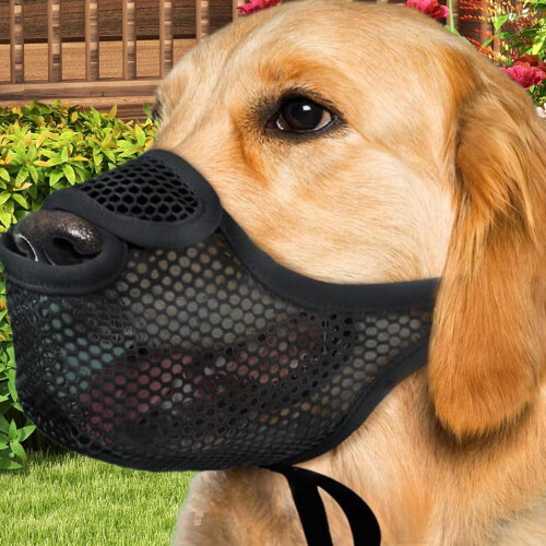 Dog Muzzle Adjustable Soft Mesh No Bark Training Breathable AntiBiting for Large Dogs Black 2XL 1