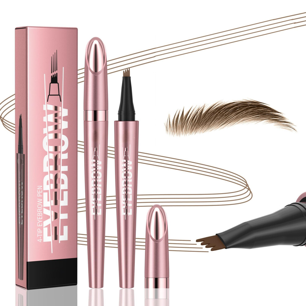 Brown Light Waterproof Microblading Eyebrow Pencil With Precision 4Tip Microfork For Natural Brows
