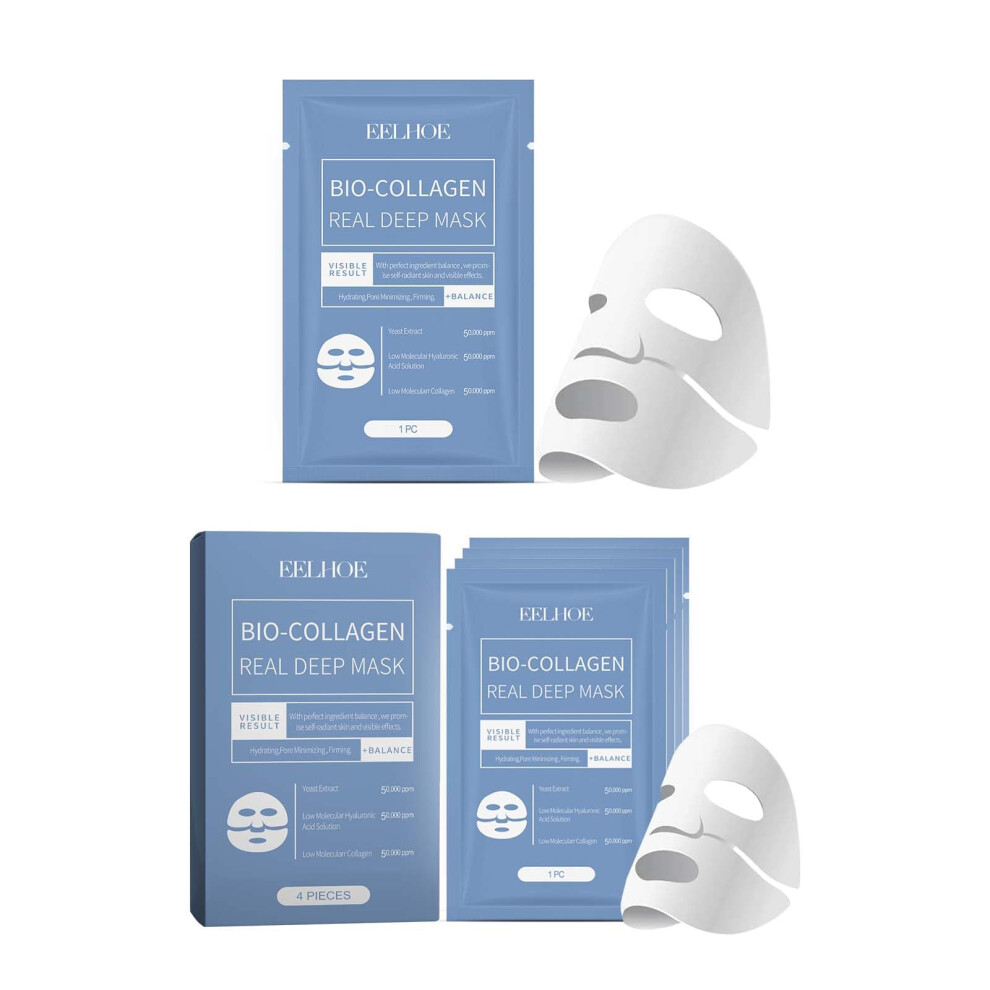 Collagen Face Mask Anti Wrinkle Deep Hydration Firming Overnight Moisture Retention 4pcs Box