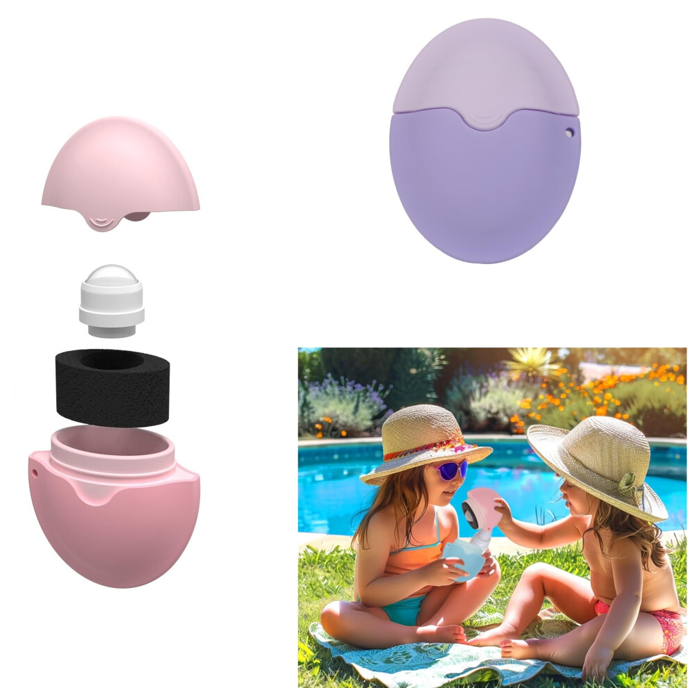 Purple Sunscreen Applicator Bpa Refillable Rollon Bottle With Replaceable Sponge Head For Kids And Adults Travel Size 1.9 Fl Oz