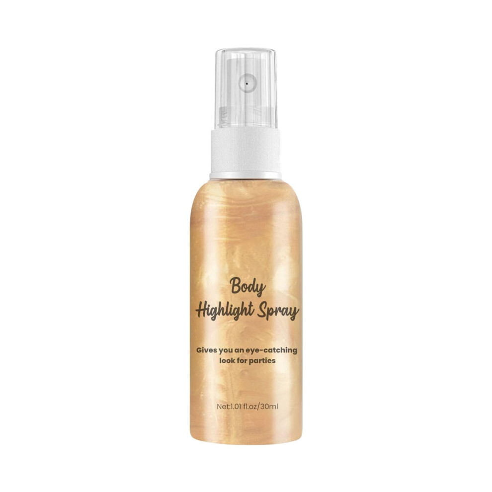 Body Glitter Spray Gold Shimmer Highlighter for Face Hair Body, Long Lasting Moisturizing Glow (Gold)