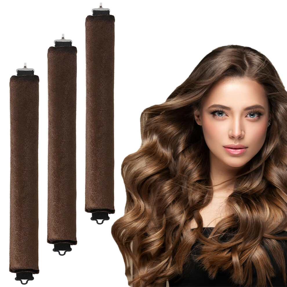 3PCS Heatless Hair Curlers with Soft Velvet Thick Rods and Hooks for Overnight Curls Long Hair