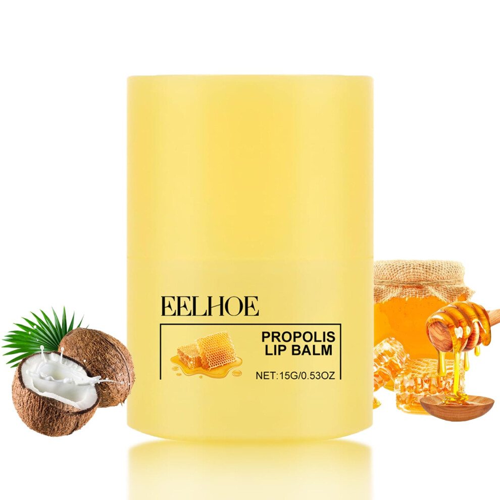 Yellow Honey Lip Balm With Propolis For Dry Lips, Deep Hydration Overnight Lip Butter,