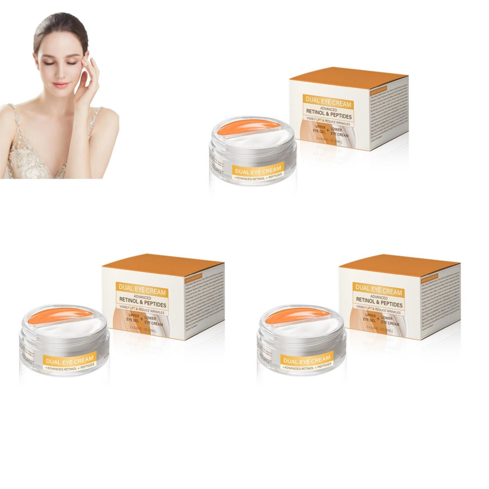 Cream/Dark Anti Aging Dual Eye Set With Retinol And Peptides For Wrinkles, Circles And Puffiness (3Pcs)