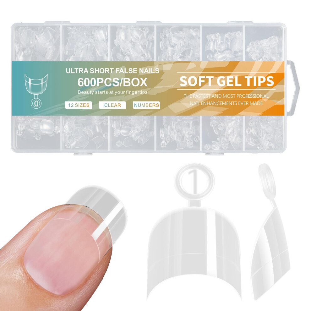 600pcs Matte Ultra Short False Nail Tips Set with 12 Sizes for Professional Salon Use