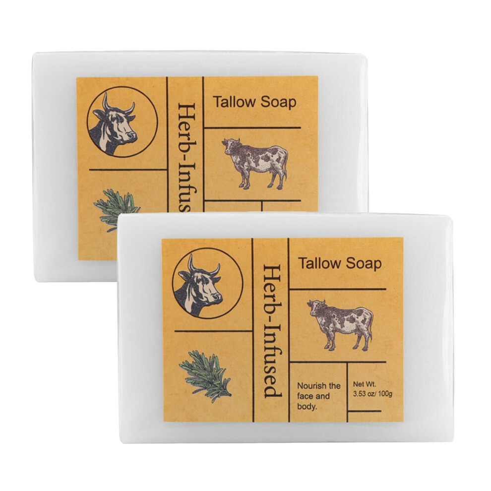 Beef Tallow Soap Bar Natural Grass Fed Organic Moisturizing Face and Body Wash Deep Cleansing 2pc