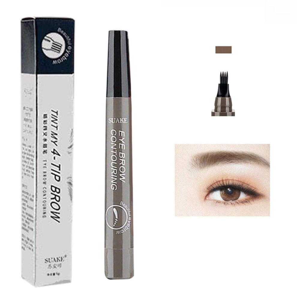 Brown Microblading Eyebrow Pencil Waterproof Gray 4 Tip Natural Longwear With Spoolie
