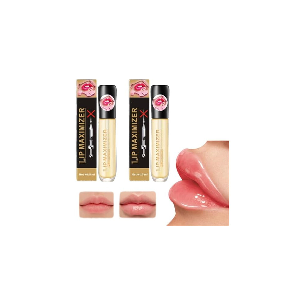 Vitamin E and Hyaluronic Acid Lip Plumper Gloss Serum 2PCS for Instant Fuller Hydrated Lips