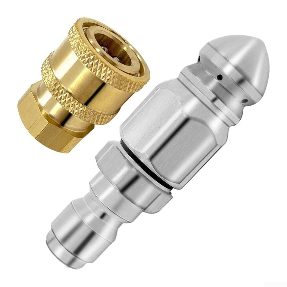 5000 Psi Sewer Jetting Nozzle 14Inch Quick Connect Ball Lock Mechanism For Drain And Pipe Cleaning 9044945541847