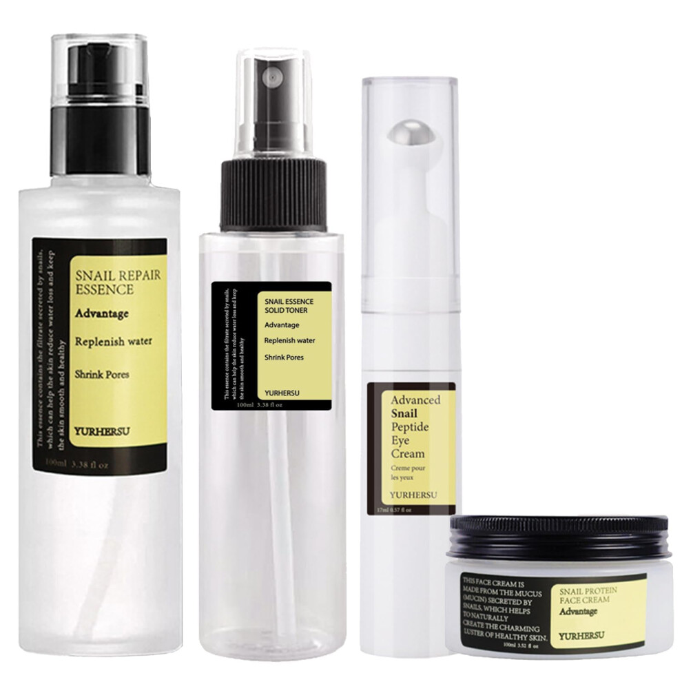 Snail Mucin Skincare Set with Serum Cream Toner Eye Cream, Hydrating Korean Skincare Kit 4PCS