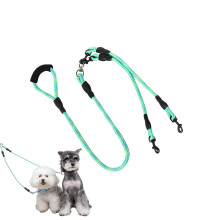 Double Dog Leash with 360 Swivel and Foam Handle for Tangle Walking, Hiking, Camping, Green