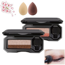 Dual Color Eyeshadow Waterproof Long Lasting Glitter Palette with Brush (#02+04)