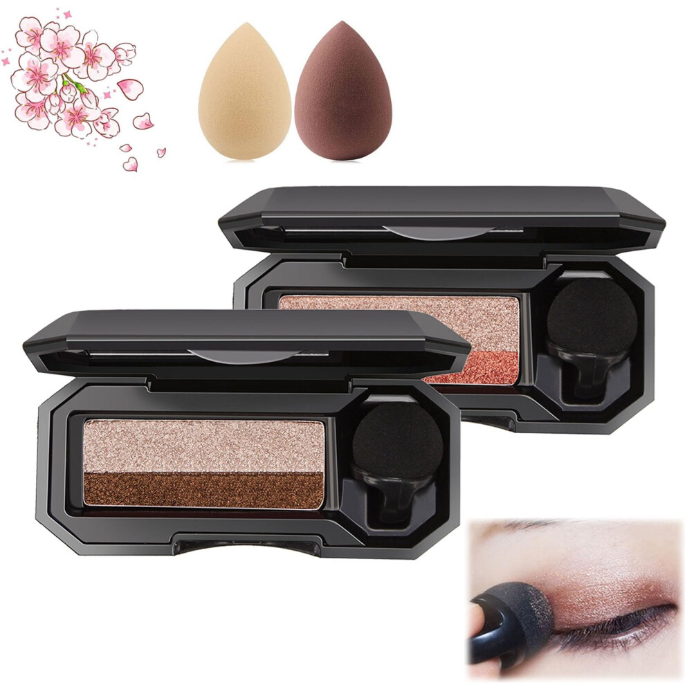 Dual Color Eyeshadow Waterproof Long Lasting Glitter Palette with Brush (#02+04)