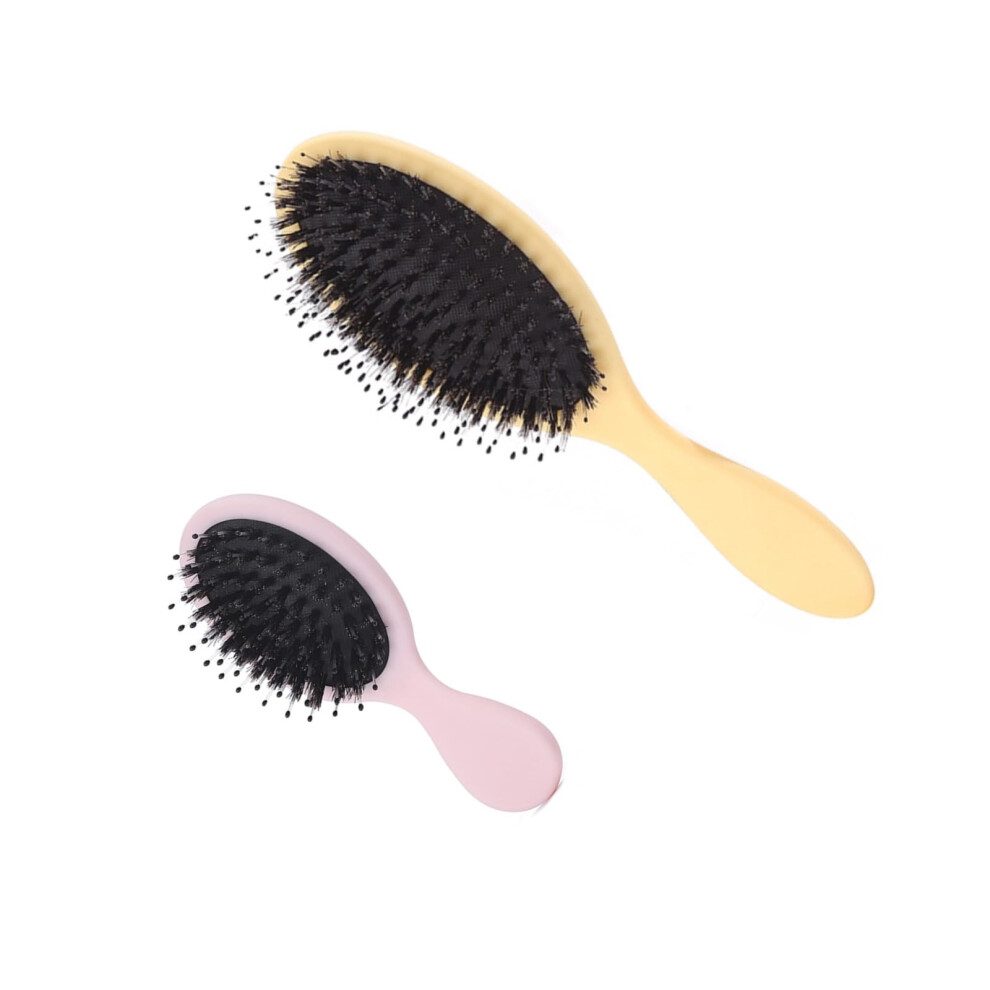 Foldable Travel Hair Brush 2 Pack with Gentle Detangling Teeth and Wide Tooth Comb for All Hair Types