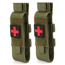Tourniquet Pouch 2 Pack Green Waterproof Holder for Outdoor First Aid Gear with Secure Closure