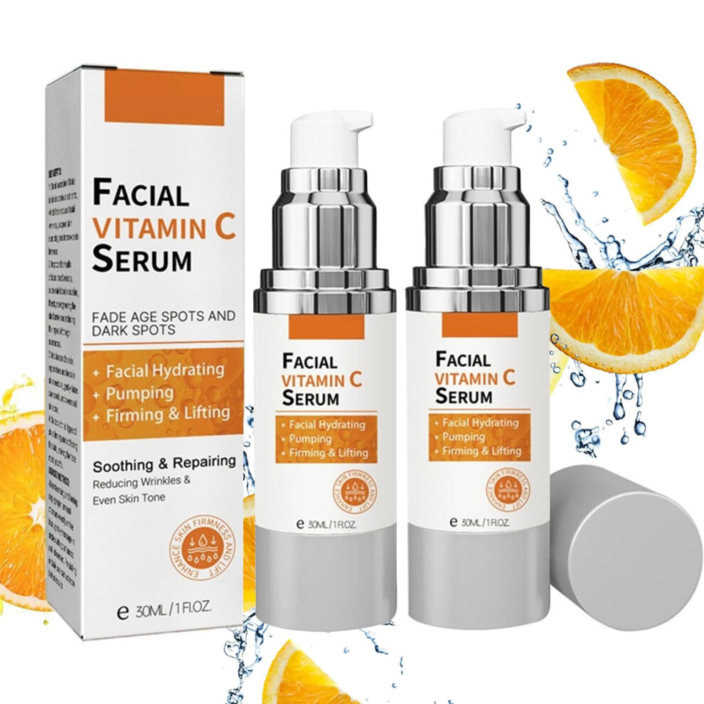 Vitamin C Serum for Mature Skin with Hyaluronic Acid, Anti Aging Wrinkle and Age Spot Reduction, Deep Hydration 2pcA